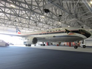 an airplane in a hangar