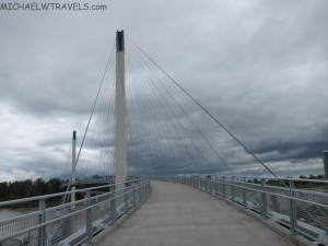 a bridge with a metal railing