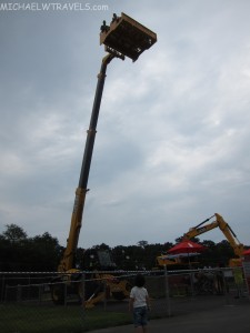 a crane lifting a light