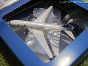 a model airplane in a plastic bag