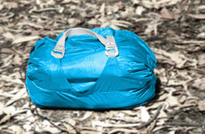a blue bag on the ground