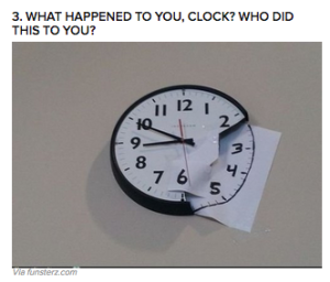 a clock with a piece of paper