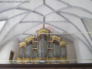 a pipe organ in a church