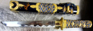 a close-up of a sword