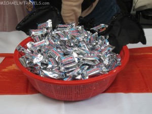 a bowl of candy on a table