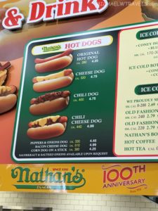 a menu of hot dogs