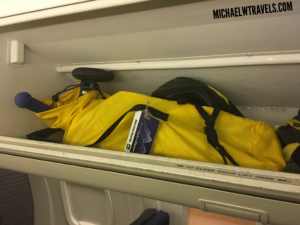 a yellow bag in a refrigerator