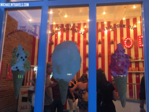a window of a store with ice cream cones