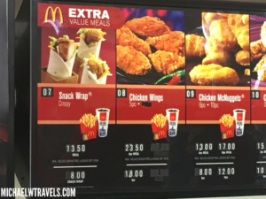 a menu of a fast food restaurant
