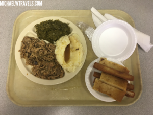 a tray with food on it