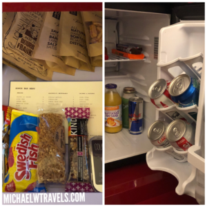 a refrigerator with food and drinks