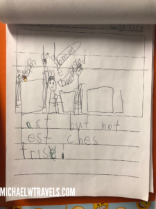 a child's drawing on a piece of paper