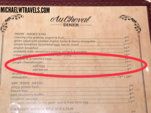 a menu with a red circle