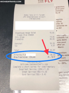 a receipt with a red circle and black text