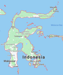 a map of the country with Sulawesi in the background