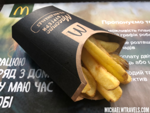 a french fries in a black box