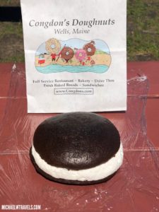 a whoopie pie with a sign