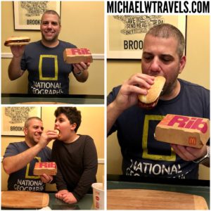 a collage of a man eating a sandwich