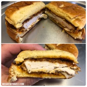 a sandwich with chicken inside