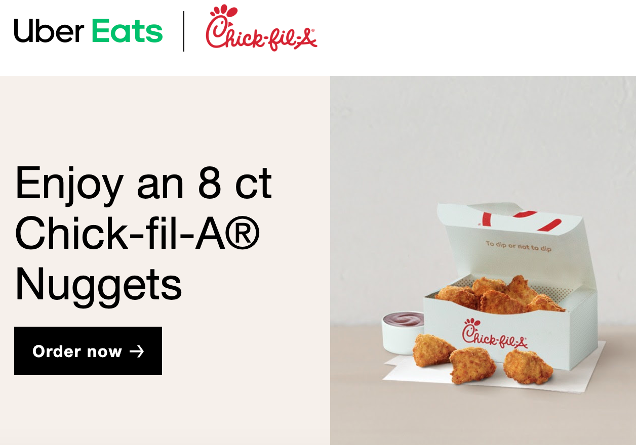 Deal or No Deal Free 8ct ChickfilA Nuggets From Uber Eats w 10