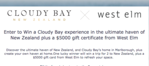 Win A Trip For 2 To New Zealand + $5,000 West Elm Gift Cert!