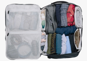 a suitcase with clothes inside