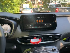 a car dashboard with a digital display