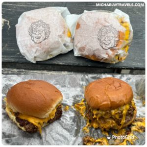 a collage of burgers