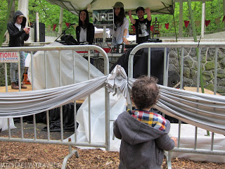 a child looking at a stage