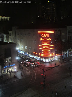 a building with a lit up sign