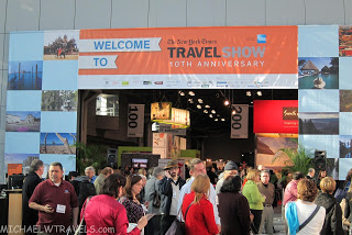 a group of people at a travel show