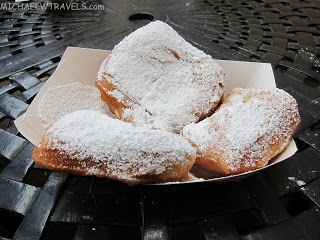 a plate of food with powdered sugar