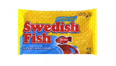 a yellow and blue bag of candy