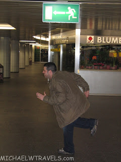 a man running in a building