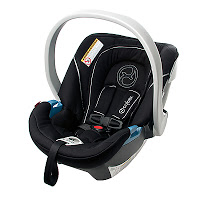 a black and white baby car seat